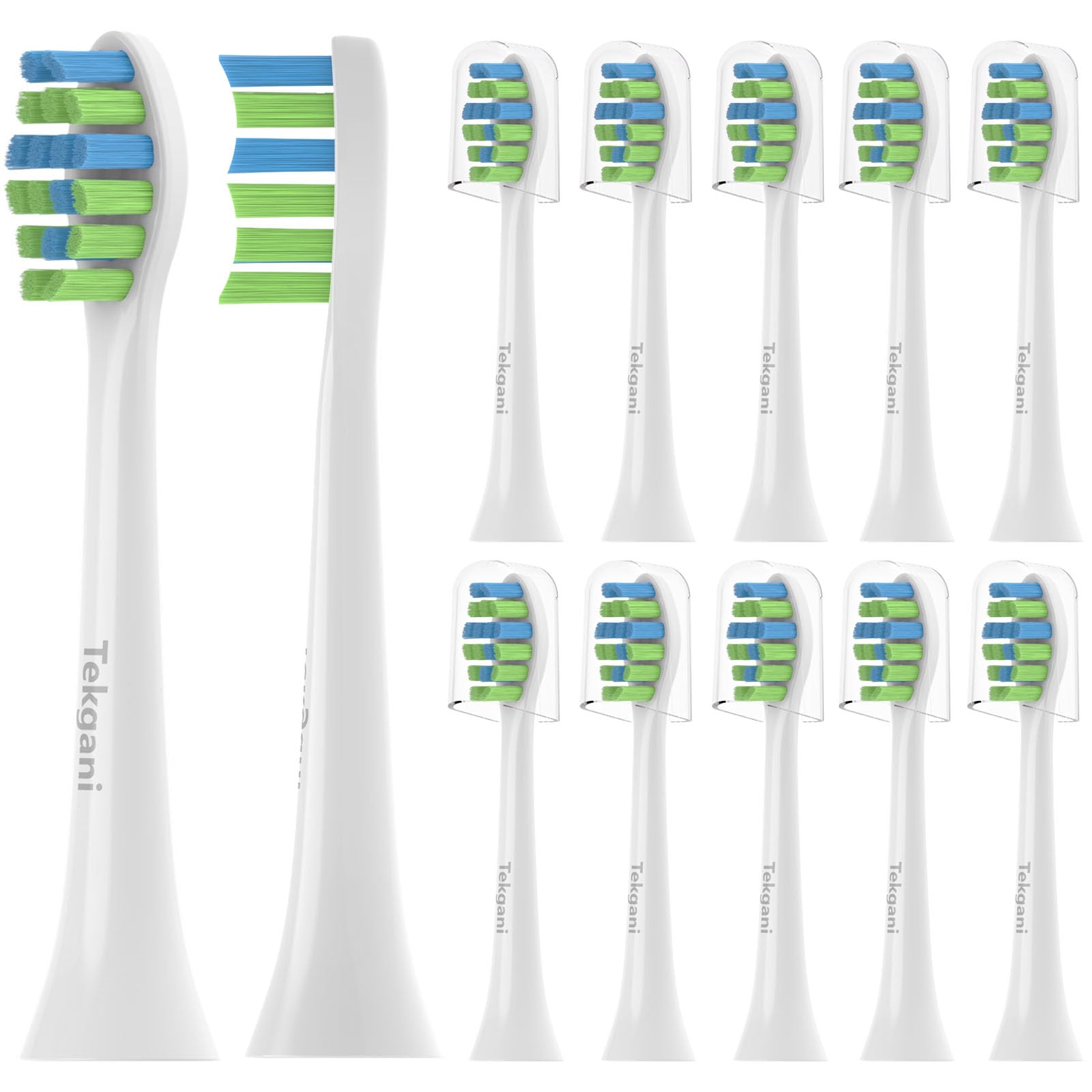 Tekgani 12-pack replacement heads for 7AM2M AM101/AM105 toothbrush, white