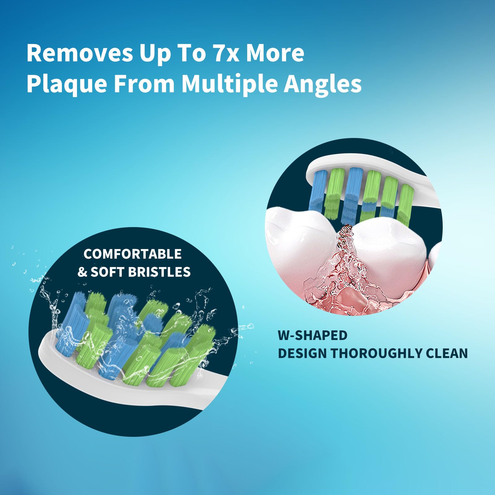 Row of Tekgani replacement heads with hygienic caps