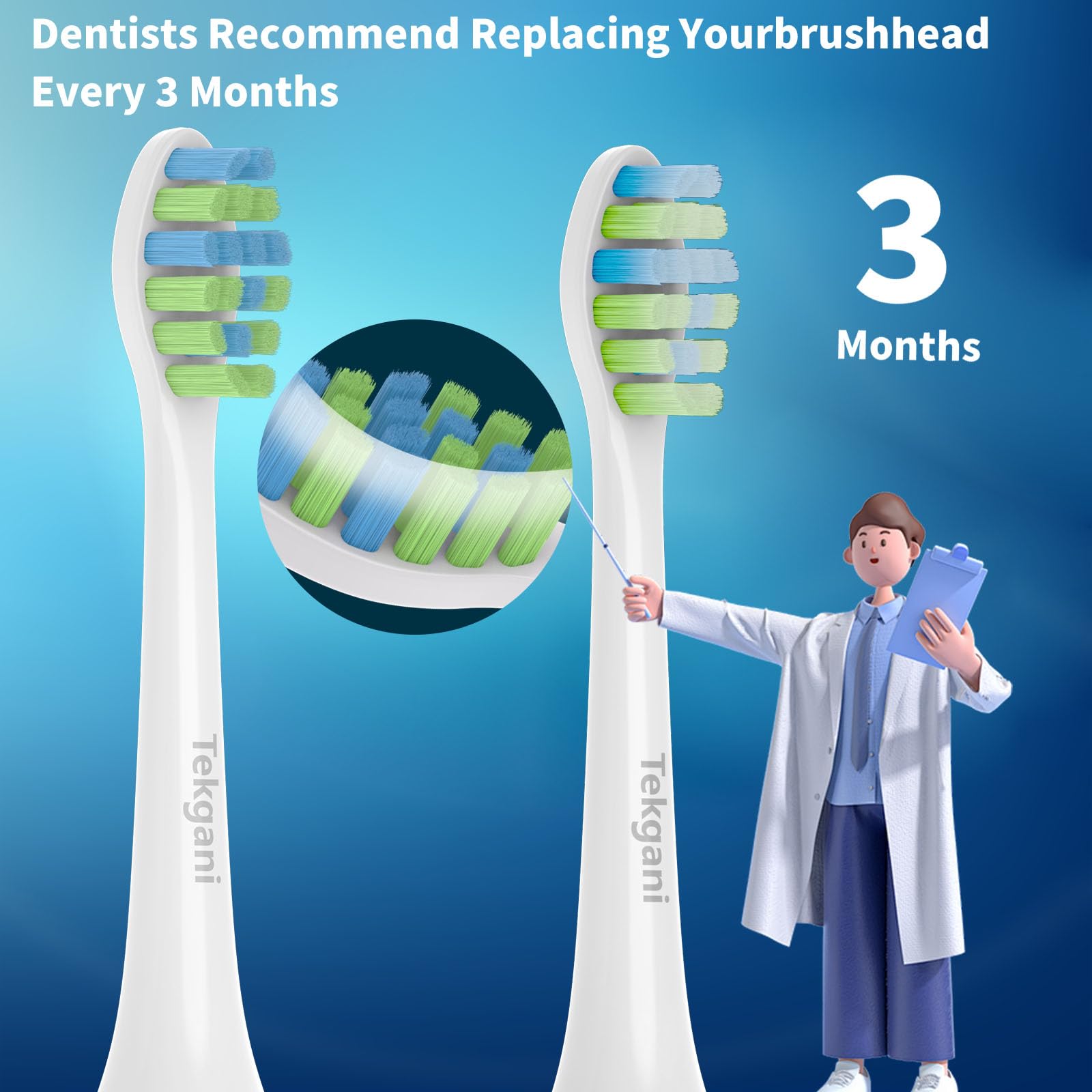 Close-up of rounded bristles protecting enamel during brushing