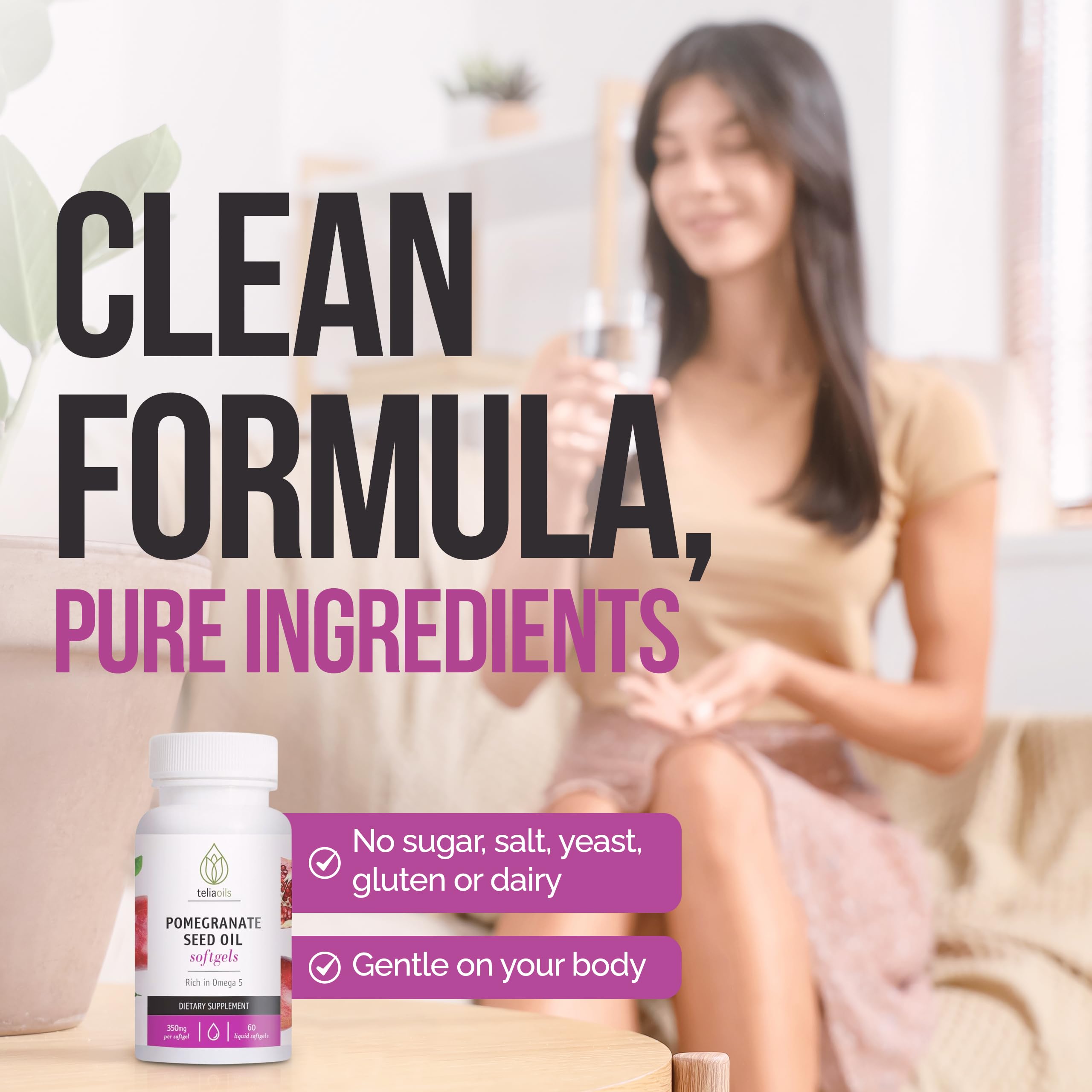 Illustration of pomegranate seed oil for Teliaoils supplement