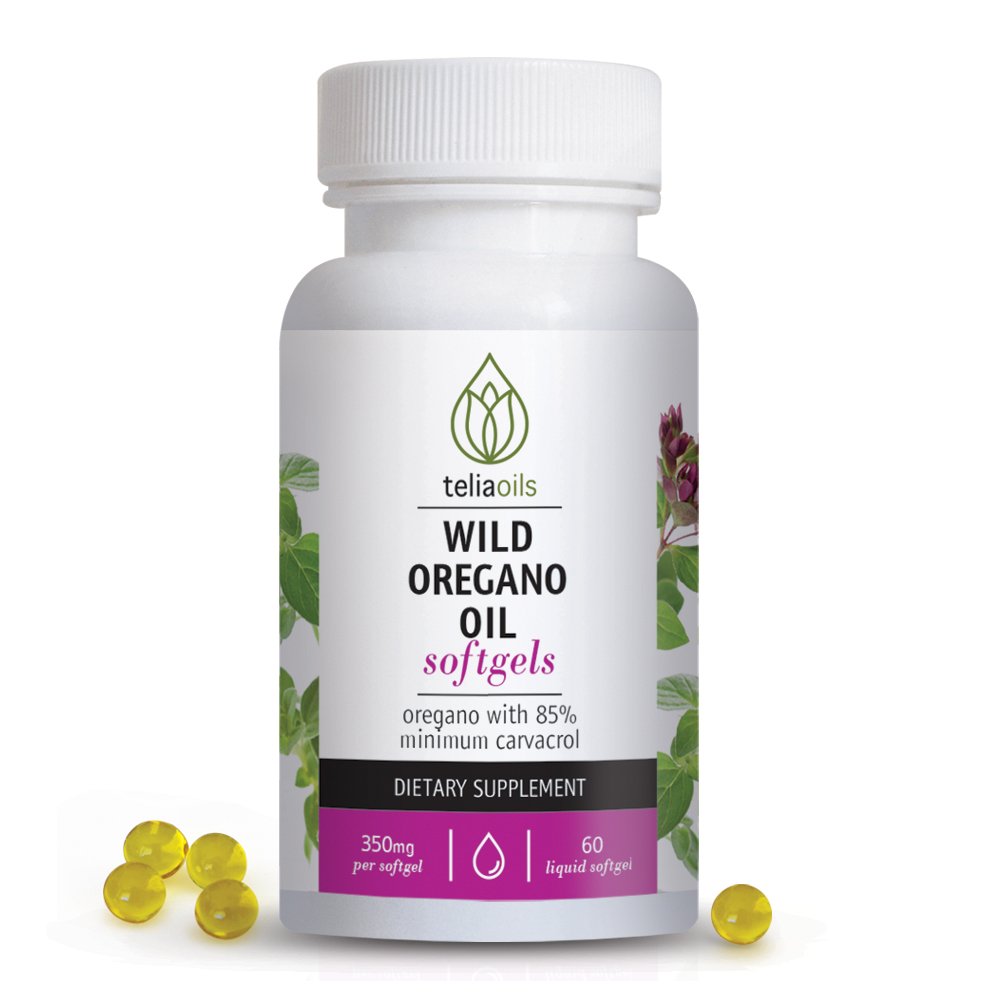 Teliaoils Wild Oregano Oil Softgels bottle – 60 capsules
