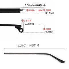 Close-up side view of temple arms and hinge