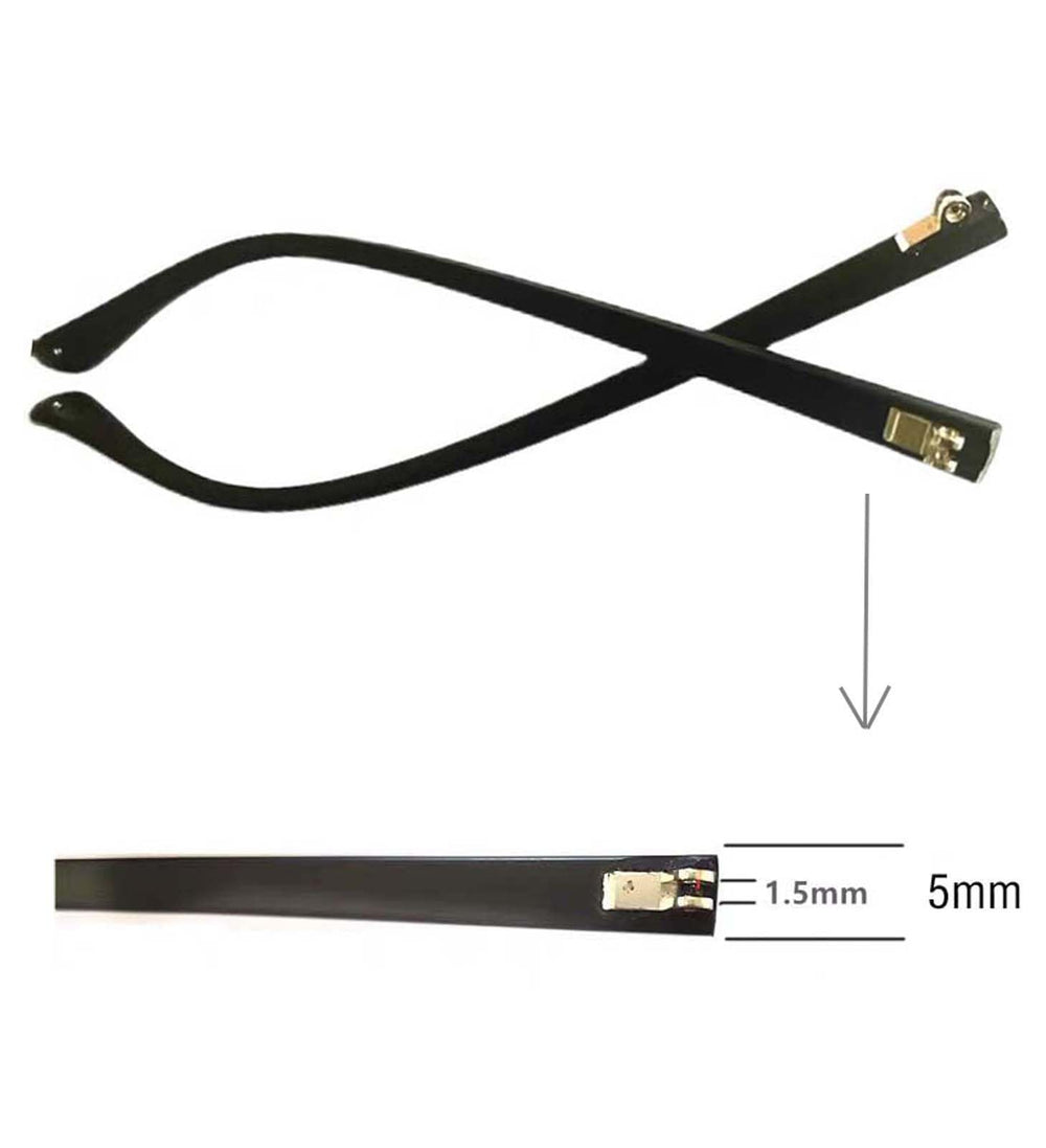 5mm temple width and 1.5mm hinge depth on replacement arms