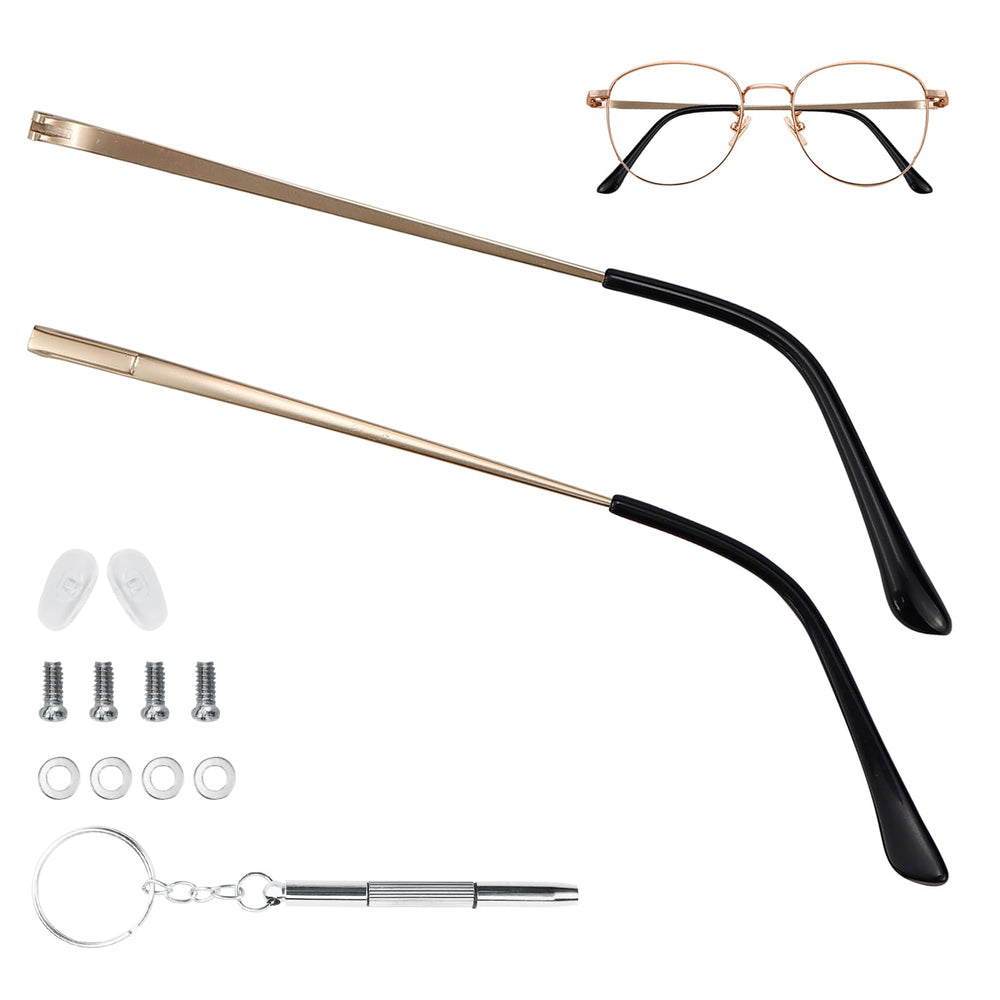 Gold metal eyeglasses temple replacement legs — main product shot