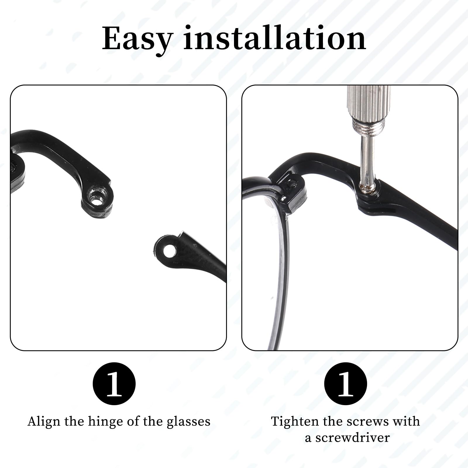 Screws and gaskets for temple attachment