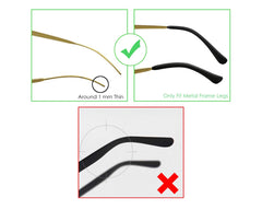 Package contains six replacement temple tips for metal frames