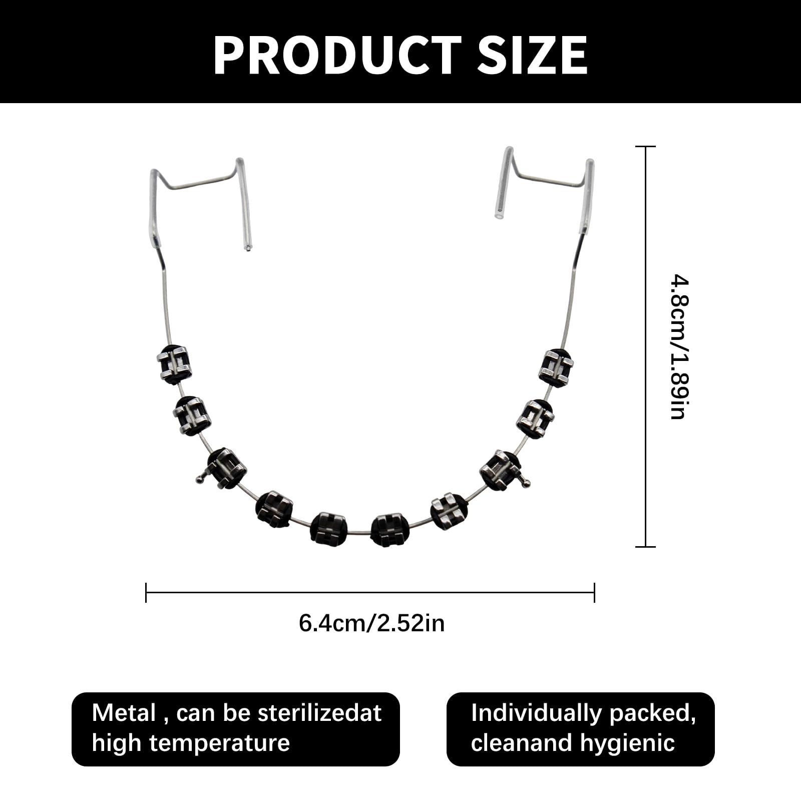 Close-up of black clip-on braces bracket