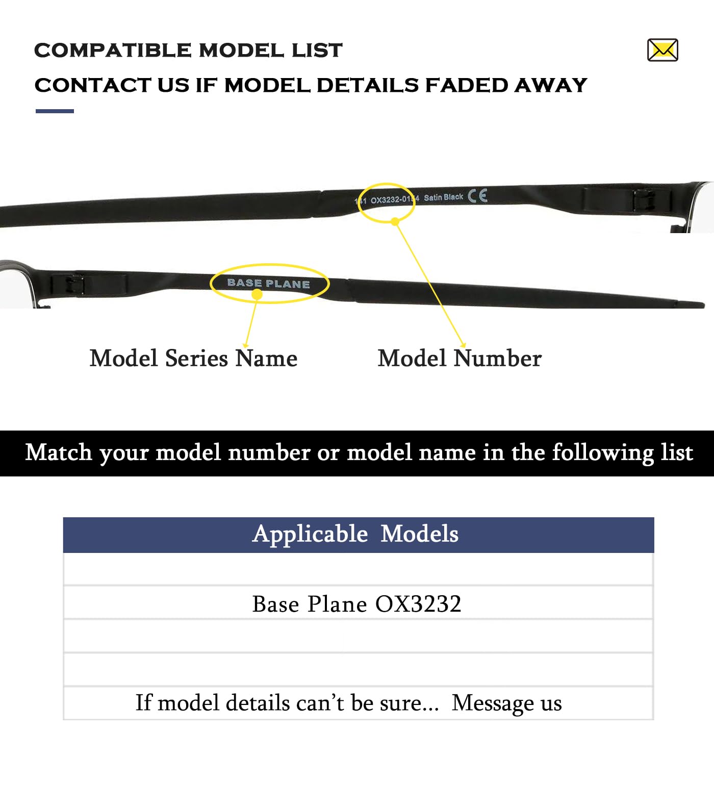 Black rubber ear sleeves for Oakley Base Plane OX3232/OX3241 - image 4