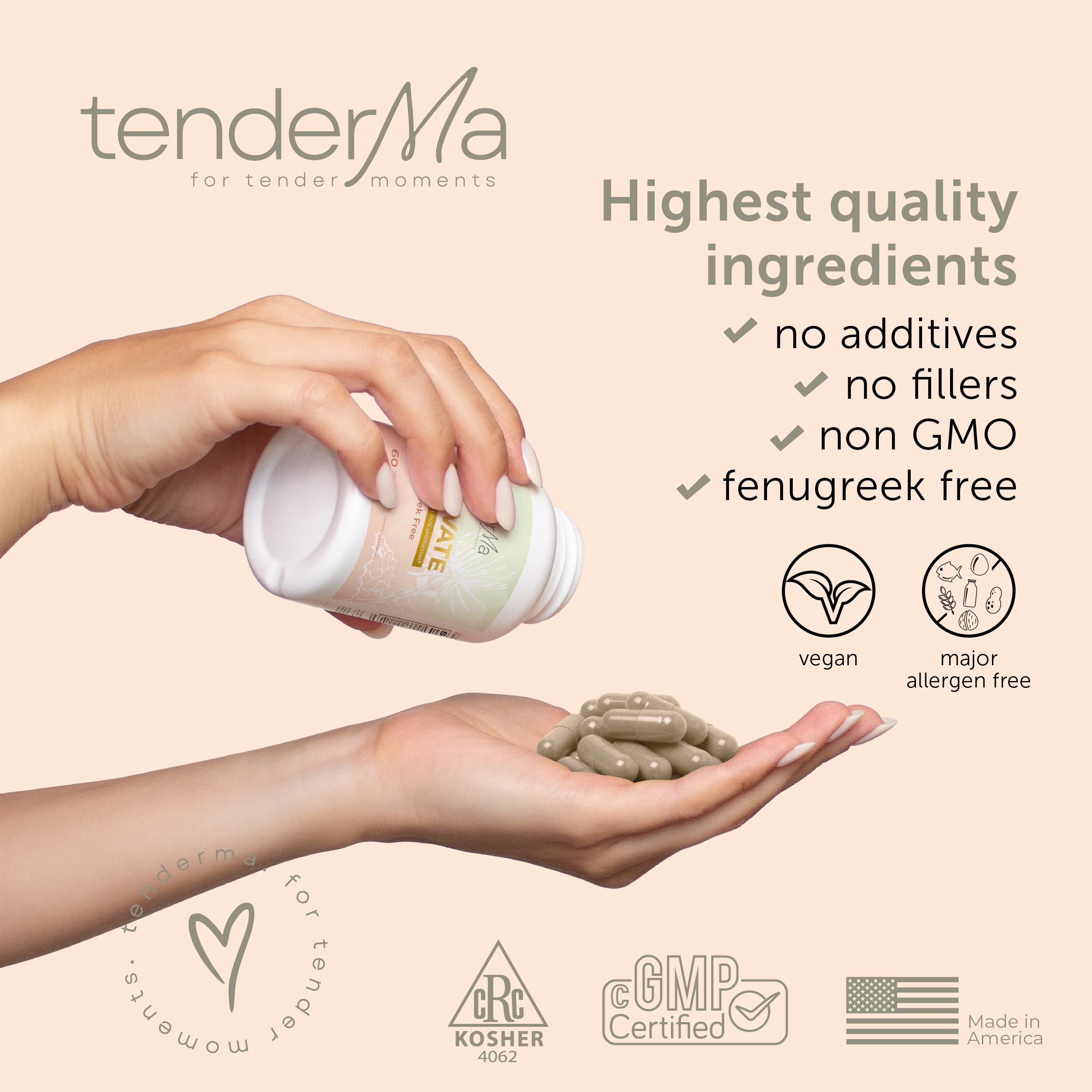 Serving TenderMa Elevate capsules for daily breastfeeding support