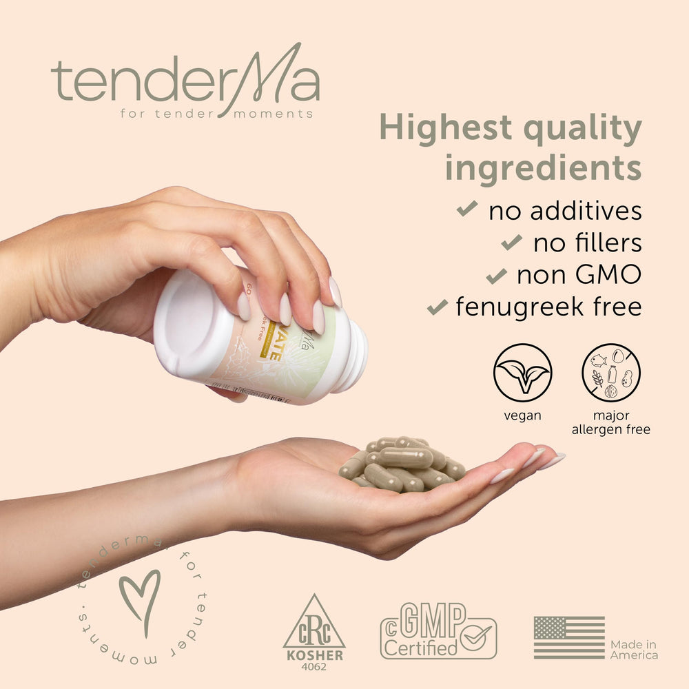 Serving TenderMa Elevate capsules for daily breastfeeding support