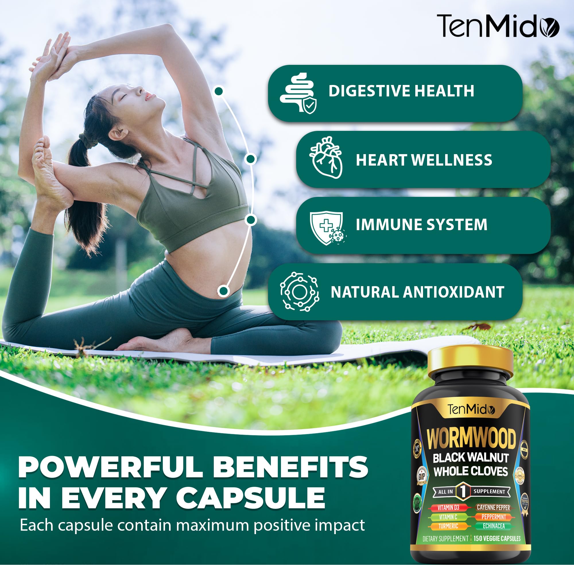 Infographic showing Tenmido's 10-in-1 formula