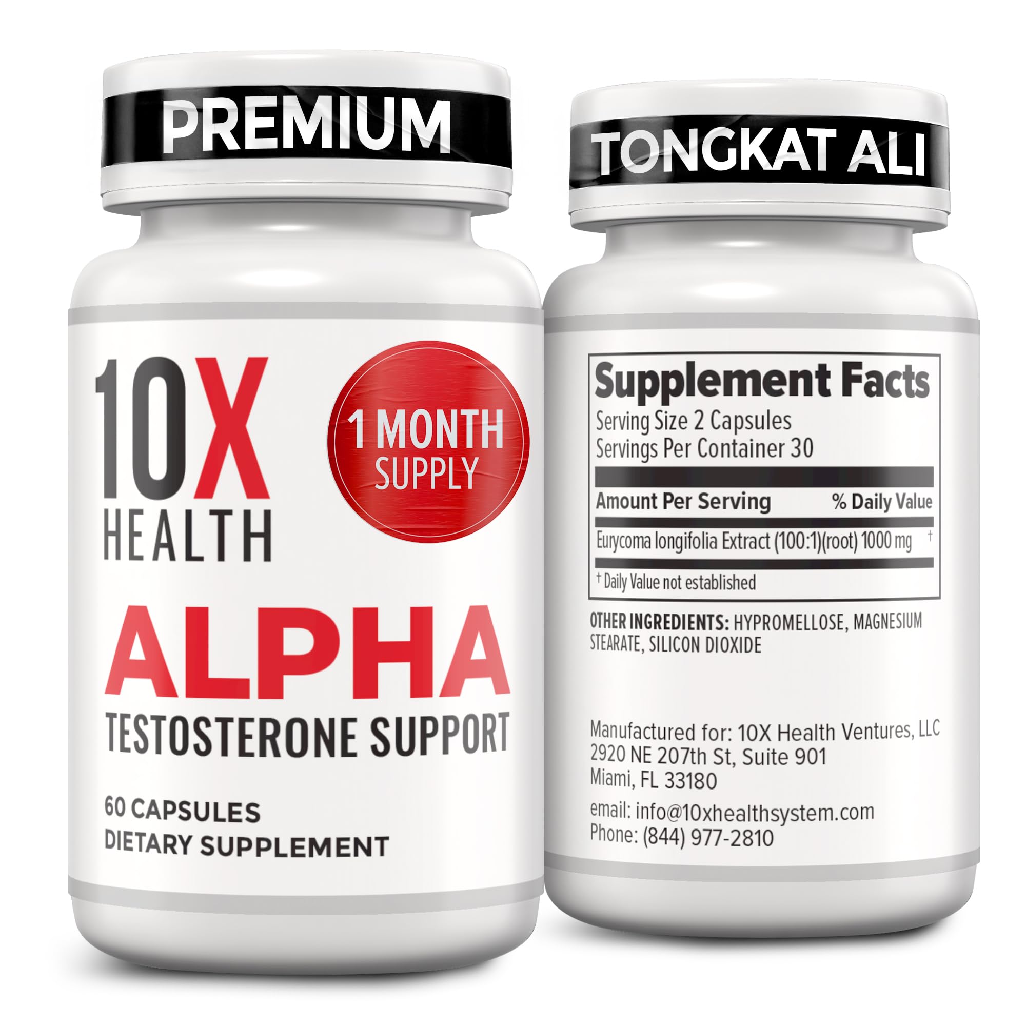 10X Health Alpha bottle front shows premium packaging for convenient daily supplementation.