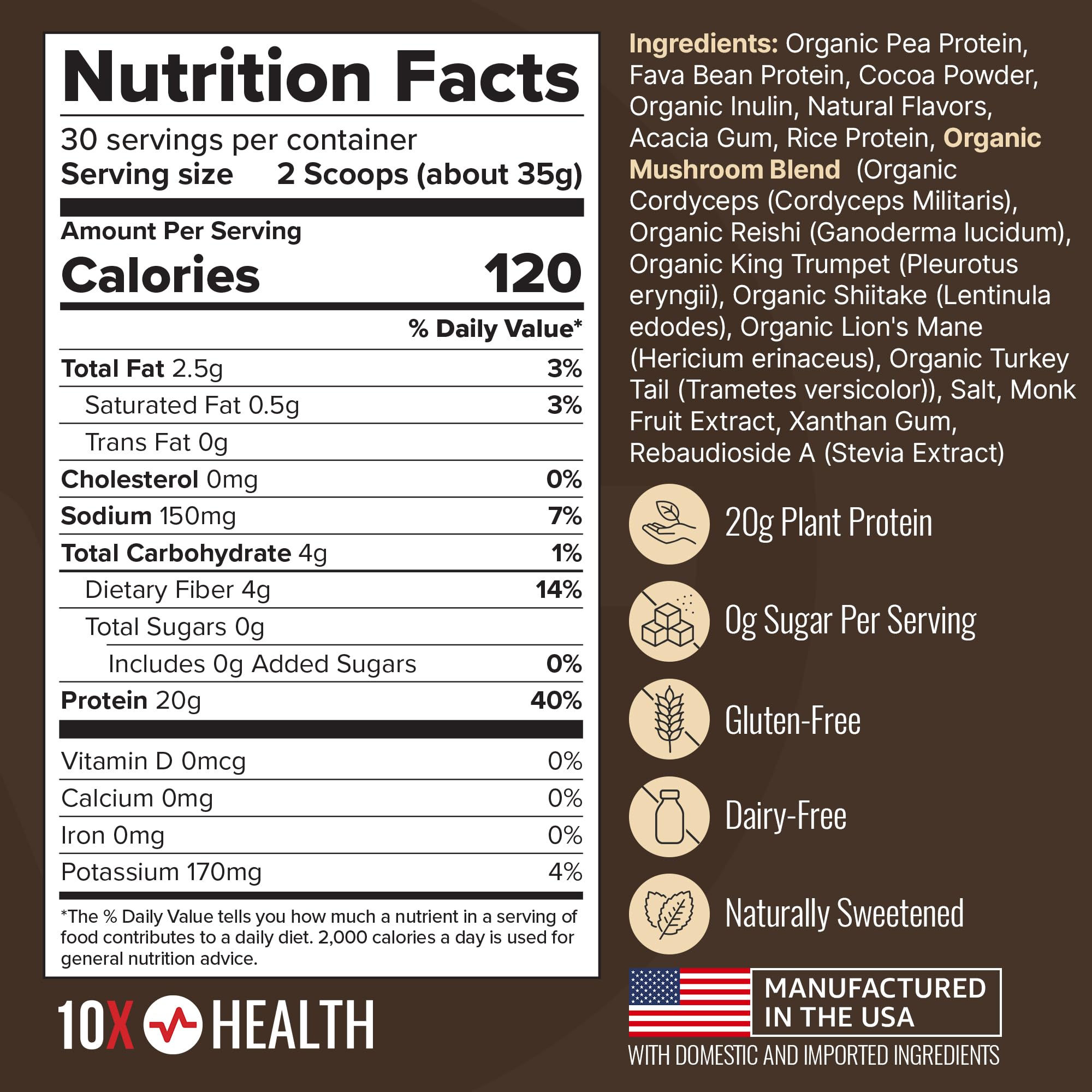 10X Health System vegan protein chocolate shake glass ready after workouts