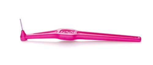 Close-up of Tepe Angled Pink Interdental Brush head 0.4mm