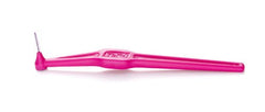 Close-up of Tepe Angled Pink Interdental Brush head 0.4mm