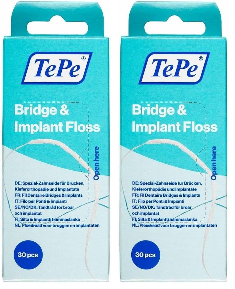 TePe Bridge and Implant Floss pack image per-pack design