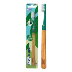 TePe Choice toothbrush main image showing soft-bristle head and beechwood handle