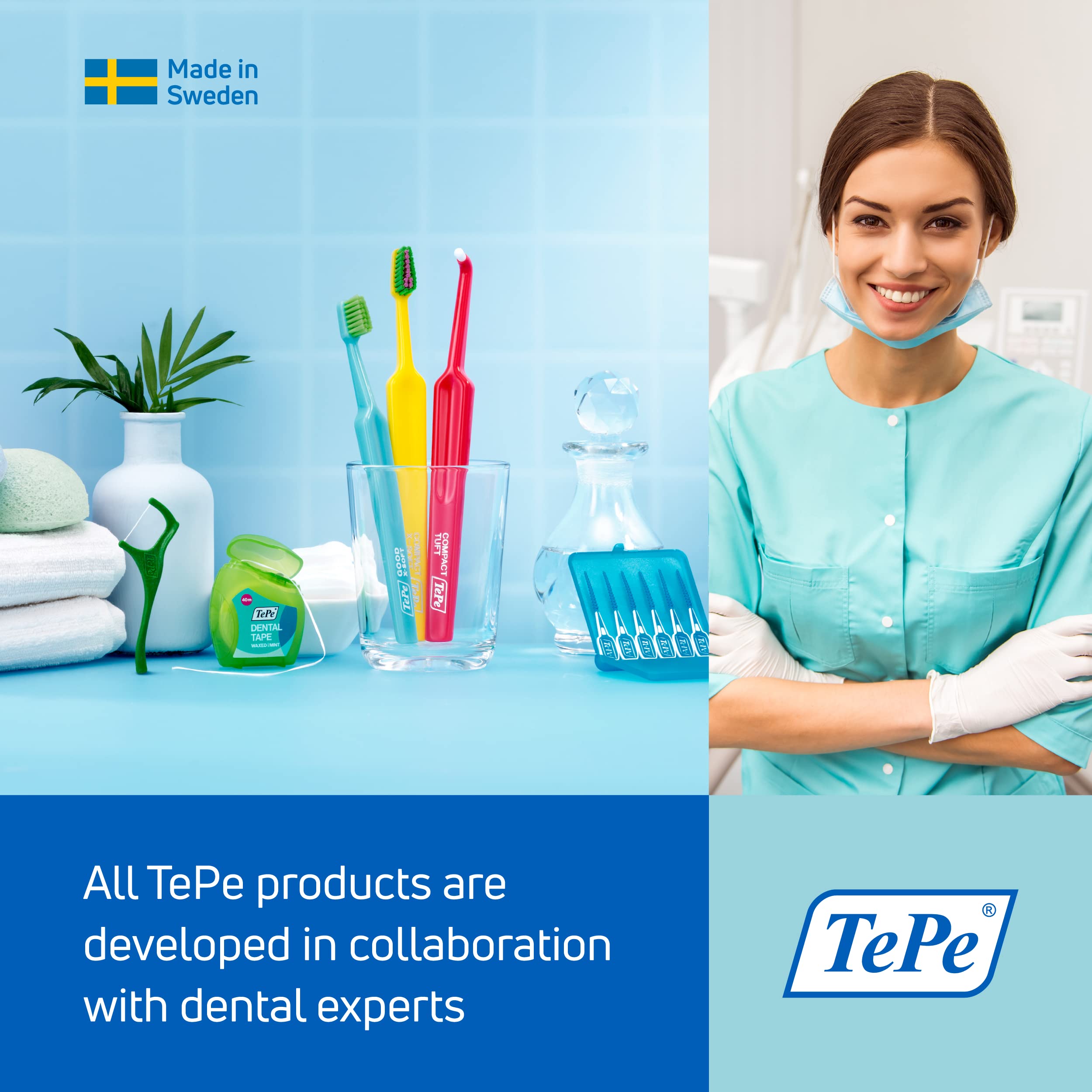 Close-up of TePe compact tuft toothbrush bristles