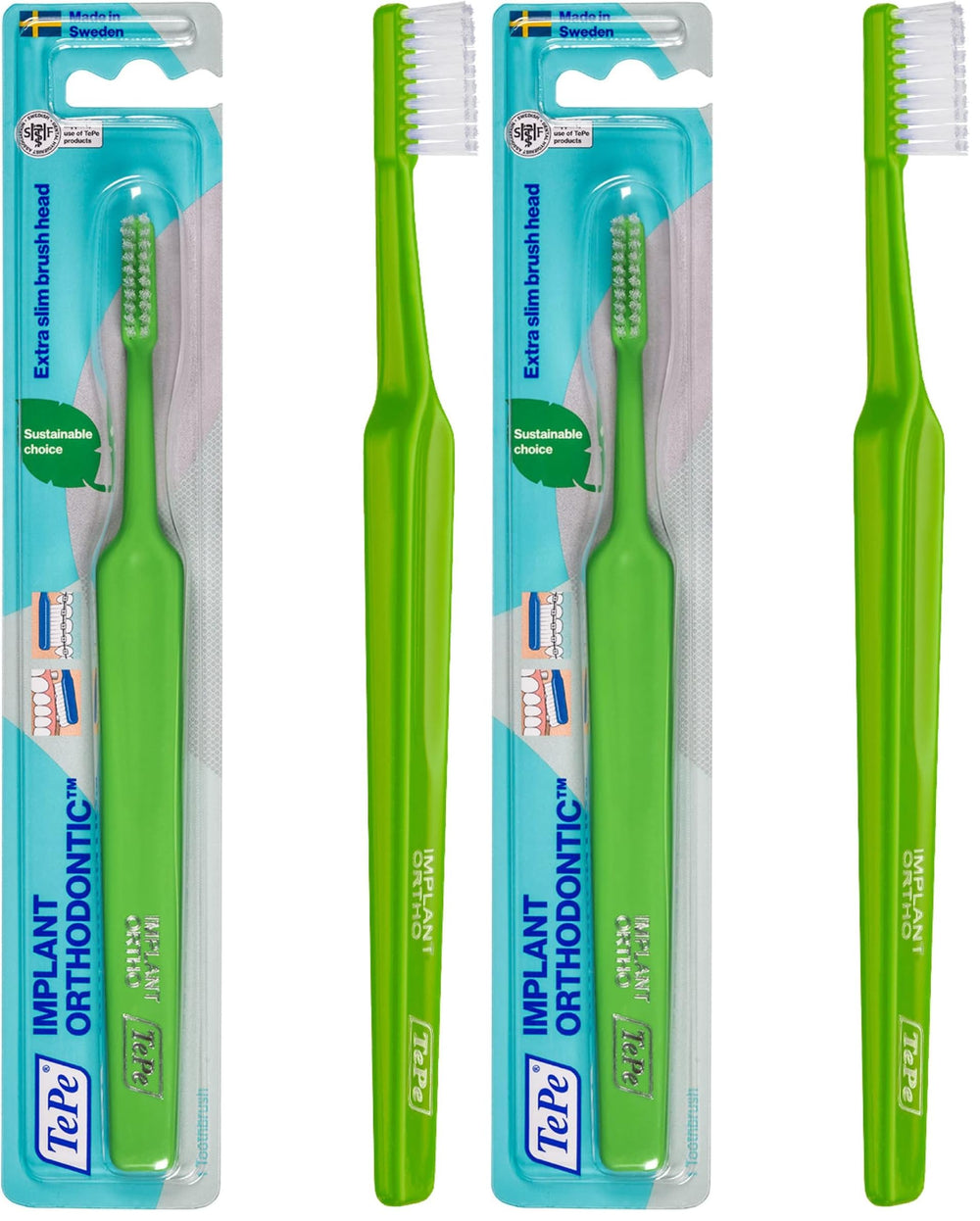 TePe Implant Orthodontic Soft Toothbrush with extra narrow brush head