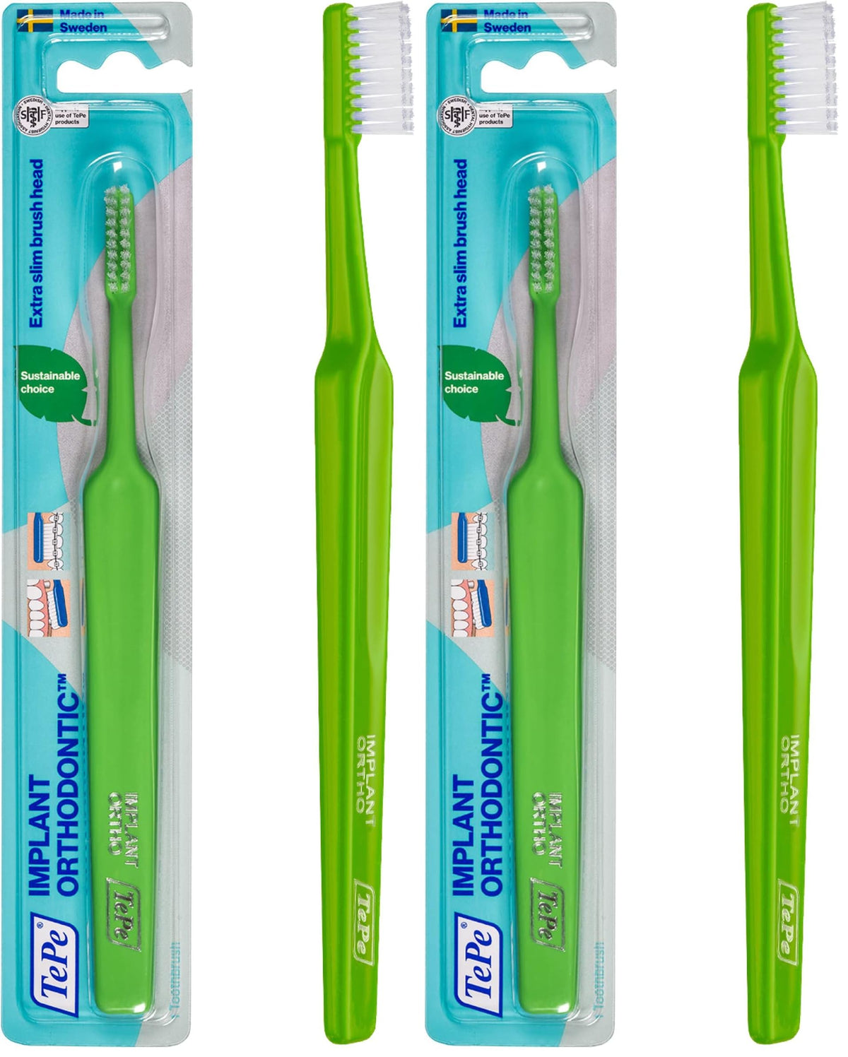 TePe Implant Orthodontic Soft Toothbrush with extra narrow brush head
