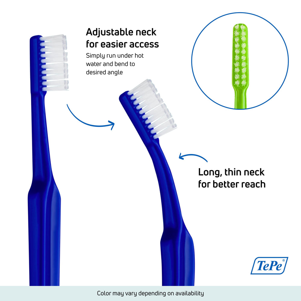 Flexi neck angled design for easier access behind braces