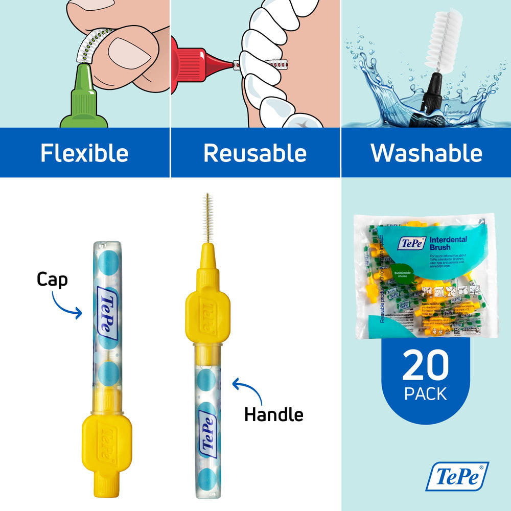 Ergonomic handle and rounded-loop tip of TePe brush
