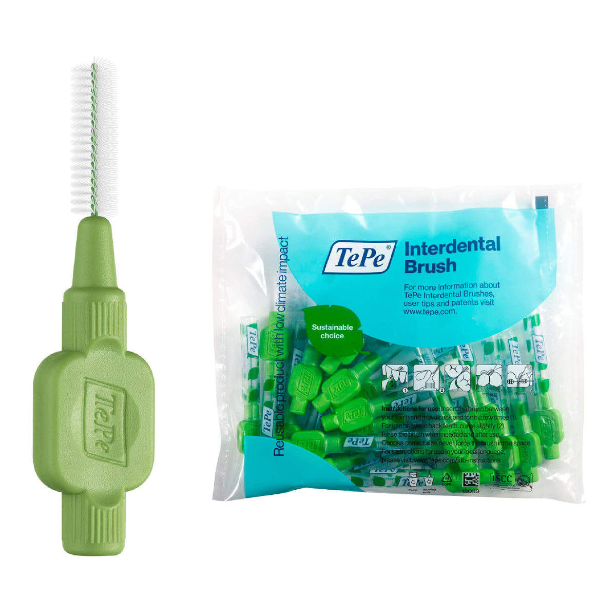 TePe Interdental Brush Original 0.8 mm Size 5 Green - Pack of 20