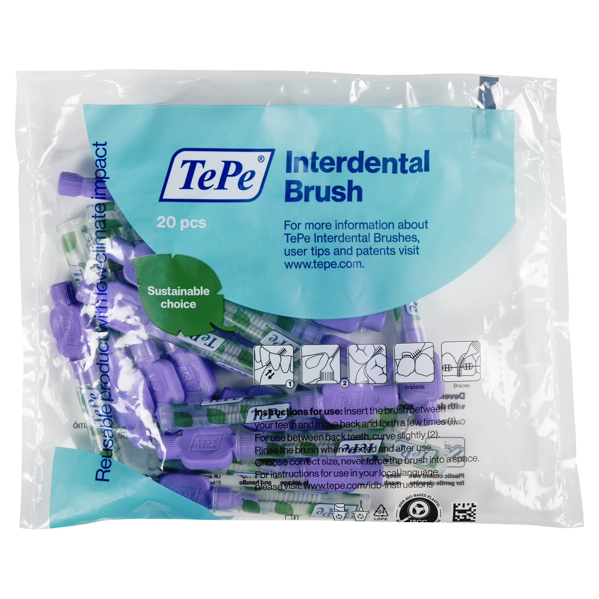 TePe Interdental Brush Original Purple 1.1 mm 20-pack on white background