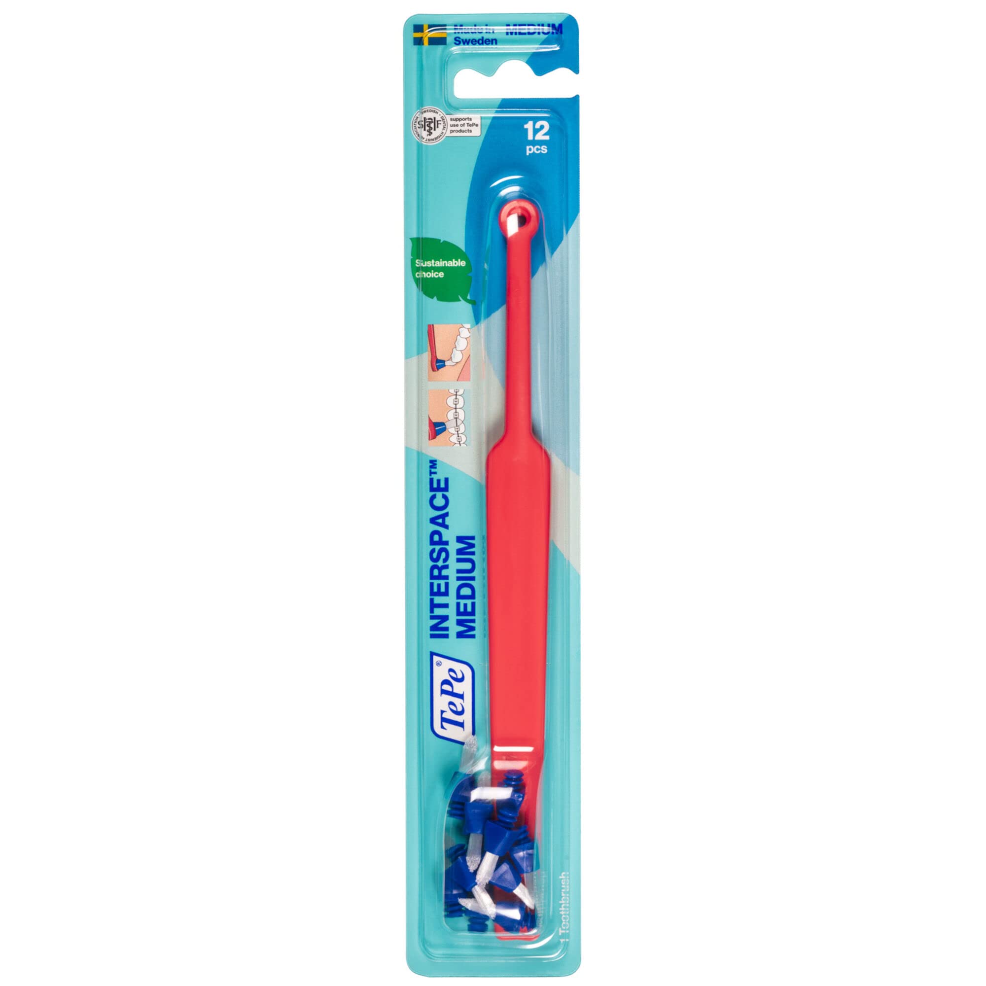 TePe Interspace Angled Medium Toothbrush for braces - angled design