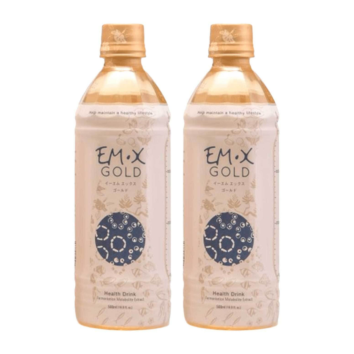 Two-pack 500mL bottles of TeraGanix EM-X Gold on white background