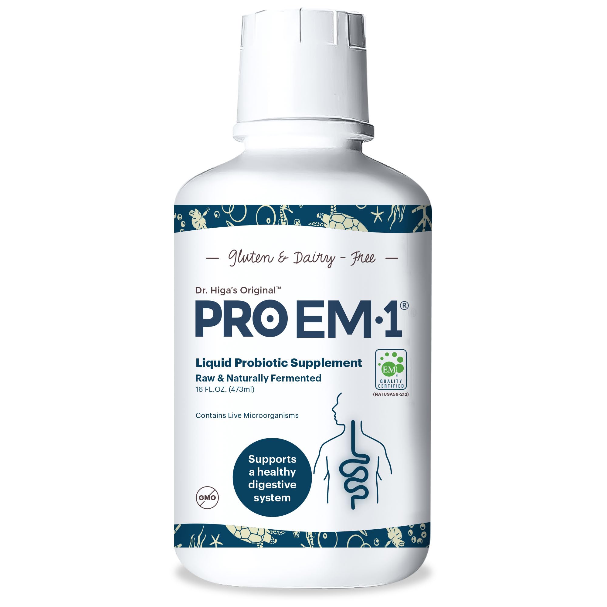 Front view of TeraGanix Organic Liquid Probiotic bottle with label