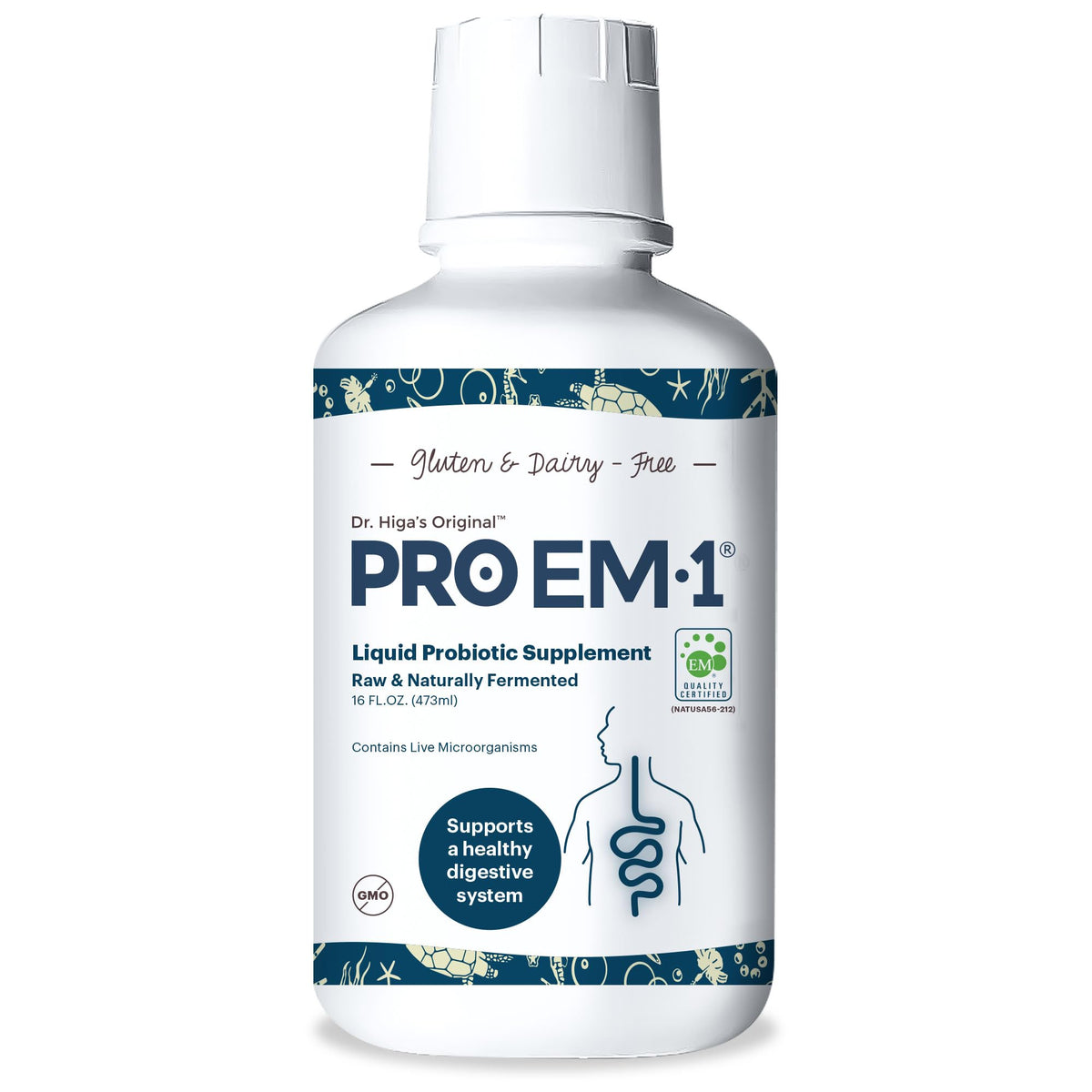 Front view of TeraGanix Organic Liquid Probiotic bottle with label