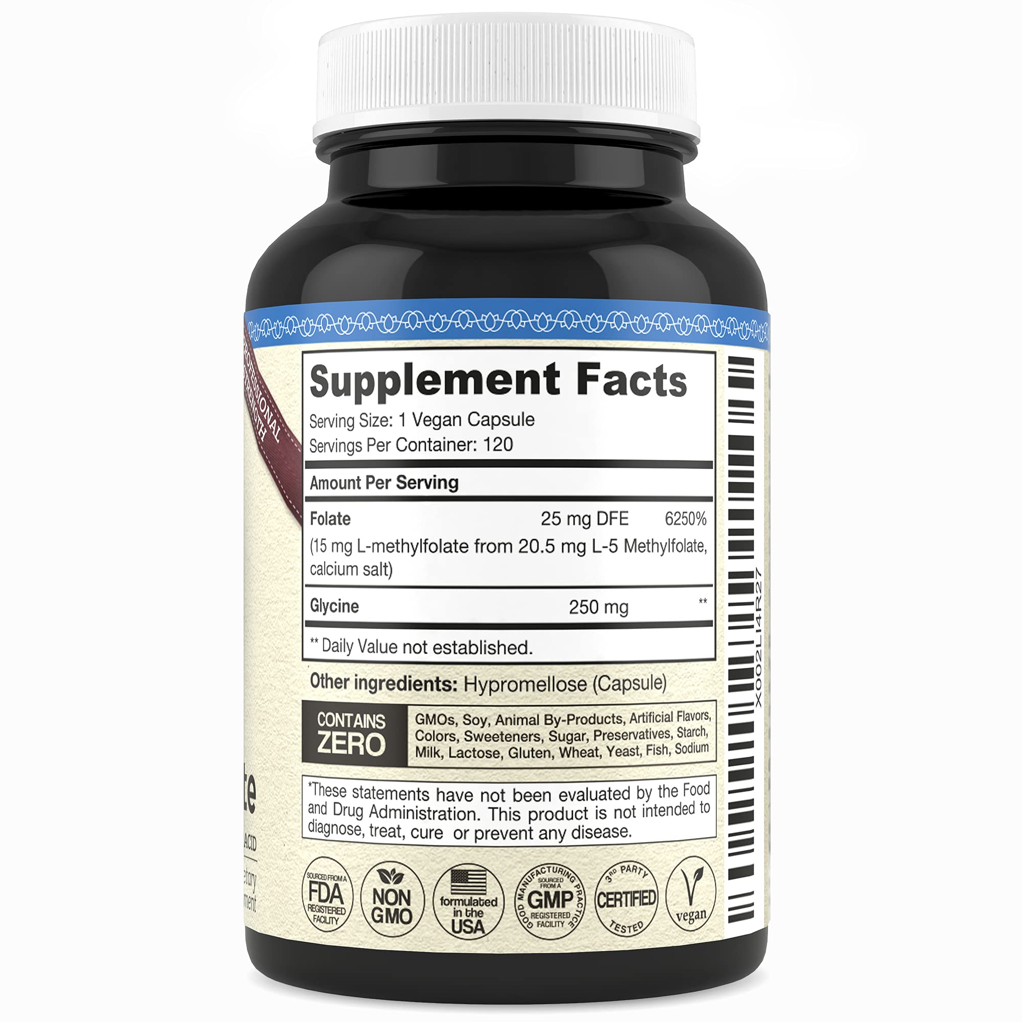 Close-up of L-Methylfolate 15mg capsules