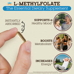 Non-GMO gluten-free vegan folate supplement packaging