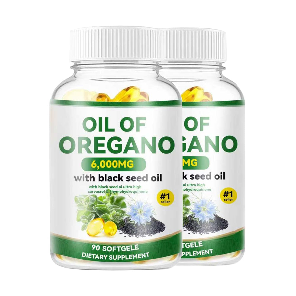 TERESSIA Oil of Oregano with Black Seed Oil, 90 softgels, 2-pack – immune support formula with carvacrol and thymoquinone