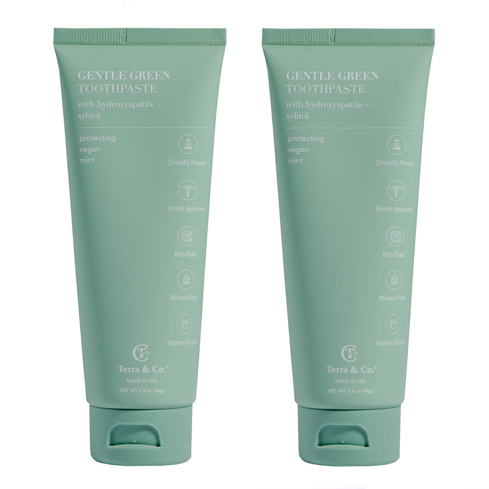 Toiletry bag paired with toothpaste for travel