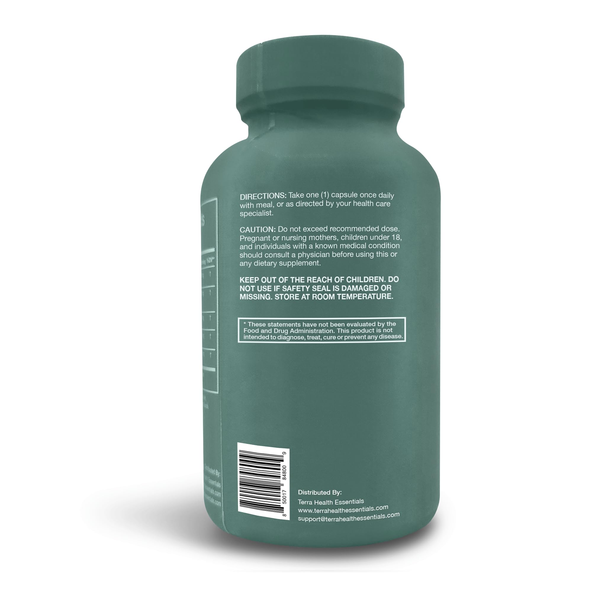 Nutrition facts label on Digestive Catalyst bottle