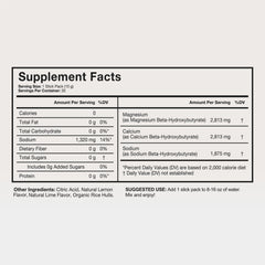 Terra Health Essentials Solusticks BHB ingredient-blend centers electrolytes for improved hydration during activities.
