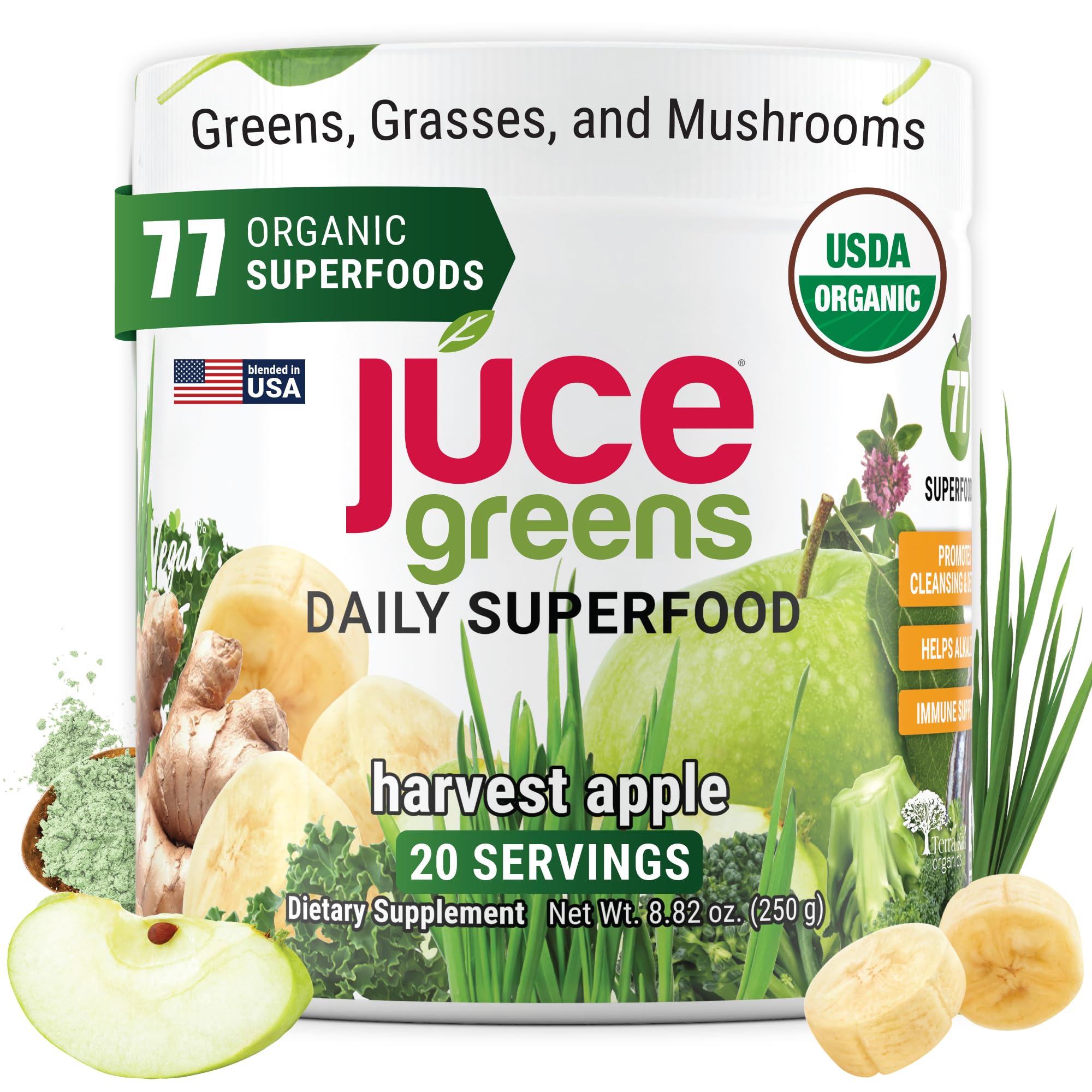 Terra Kai Organics JUCE Green Superfood en envase de 250 g, perfecto para batidos