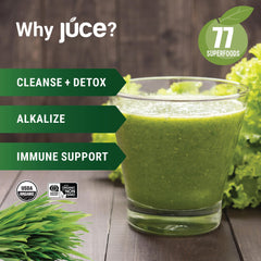 Polvo verde de JUCE Green Superfood, ideal para añadir a zumos