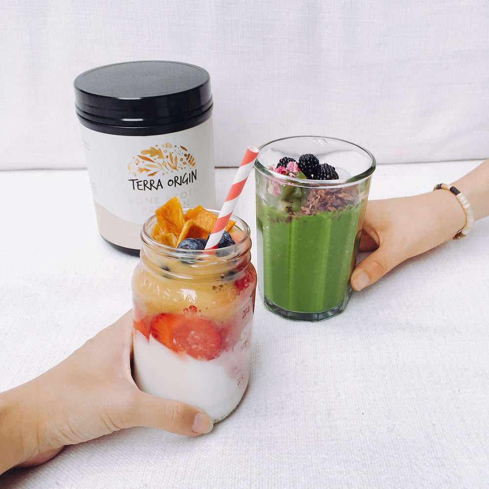 Illustration of bone broth collagen Type I & III ingredients