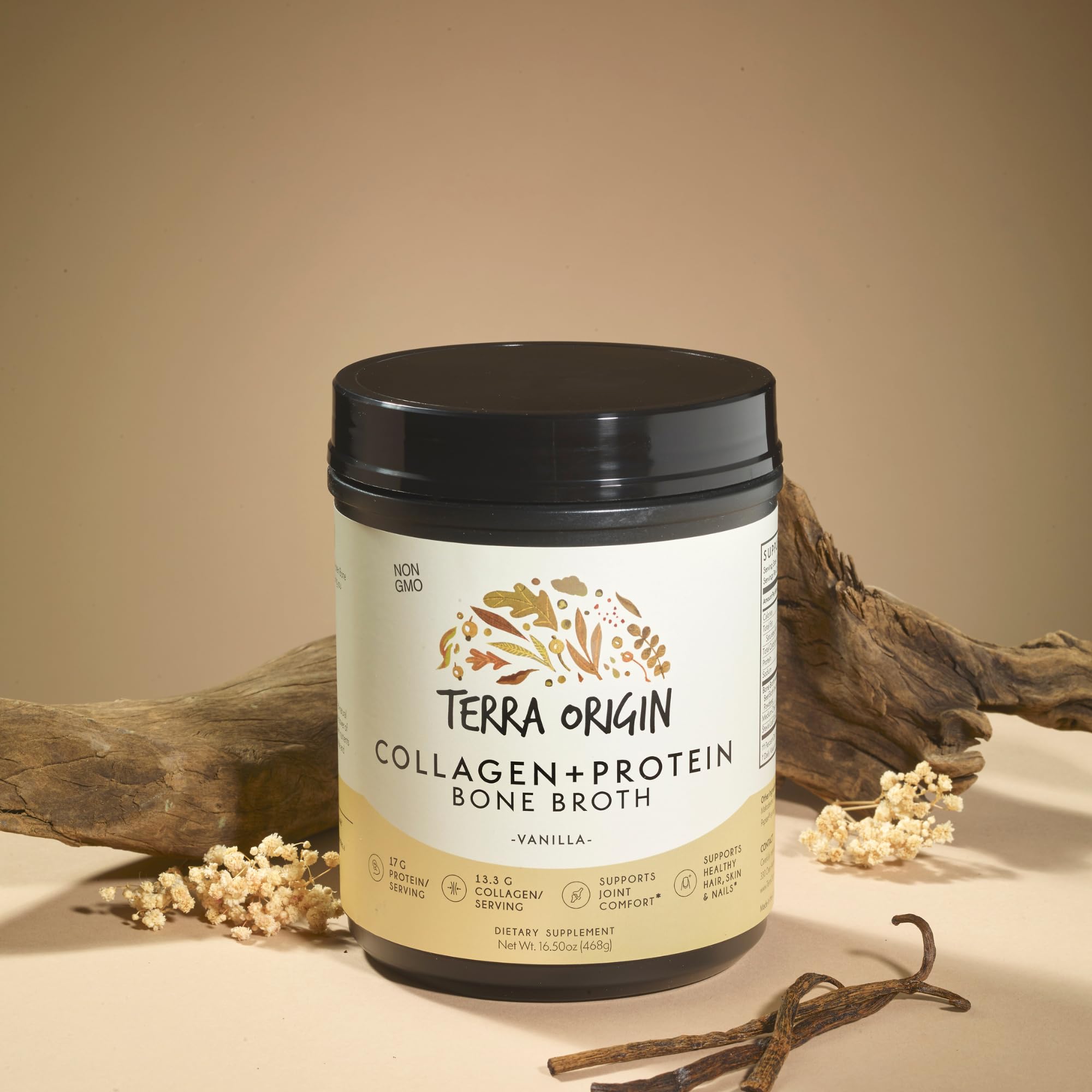 Close-up of Terra Origin Vanilla collagen powder texture