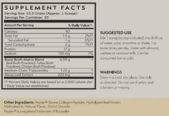 Terra Origin collagen powder label highlighting Type I & III from bone broth