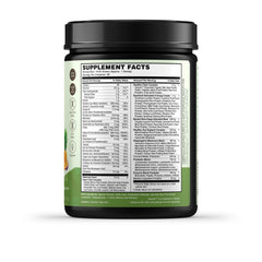 Serving suggestion with a glass of juice or smoothie containing greens powder