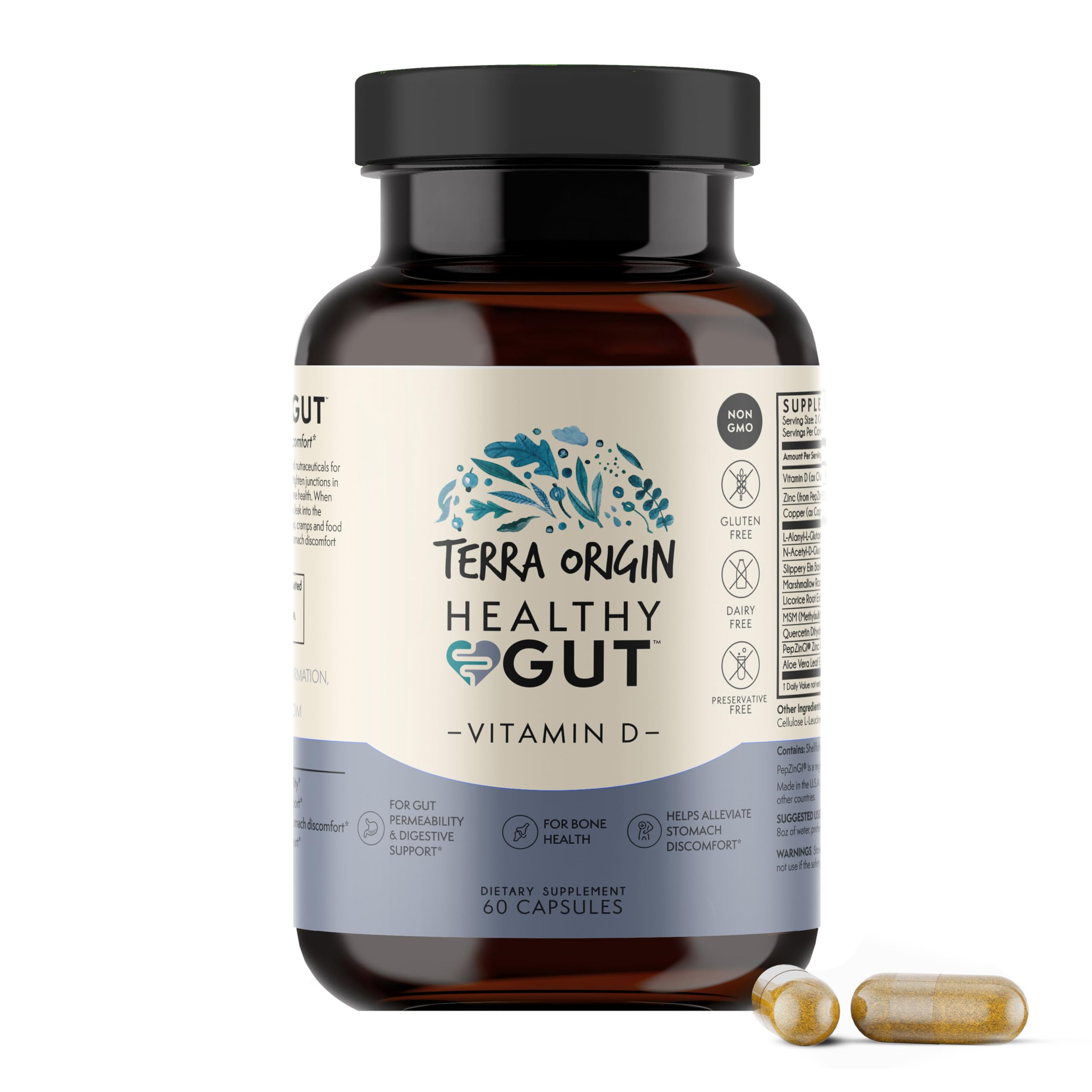 Terra Origin Healthy Gut bottle and label