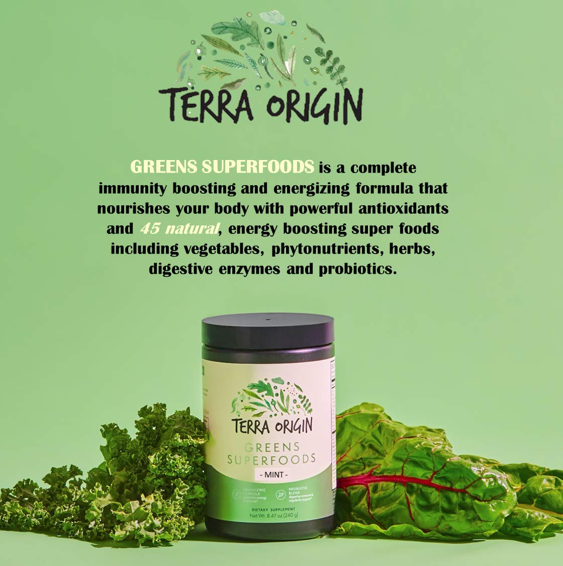 Close-up of spirulina, chlorella, and wheatgrass