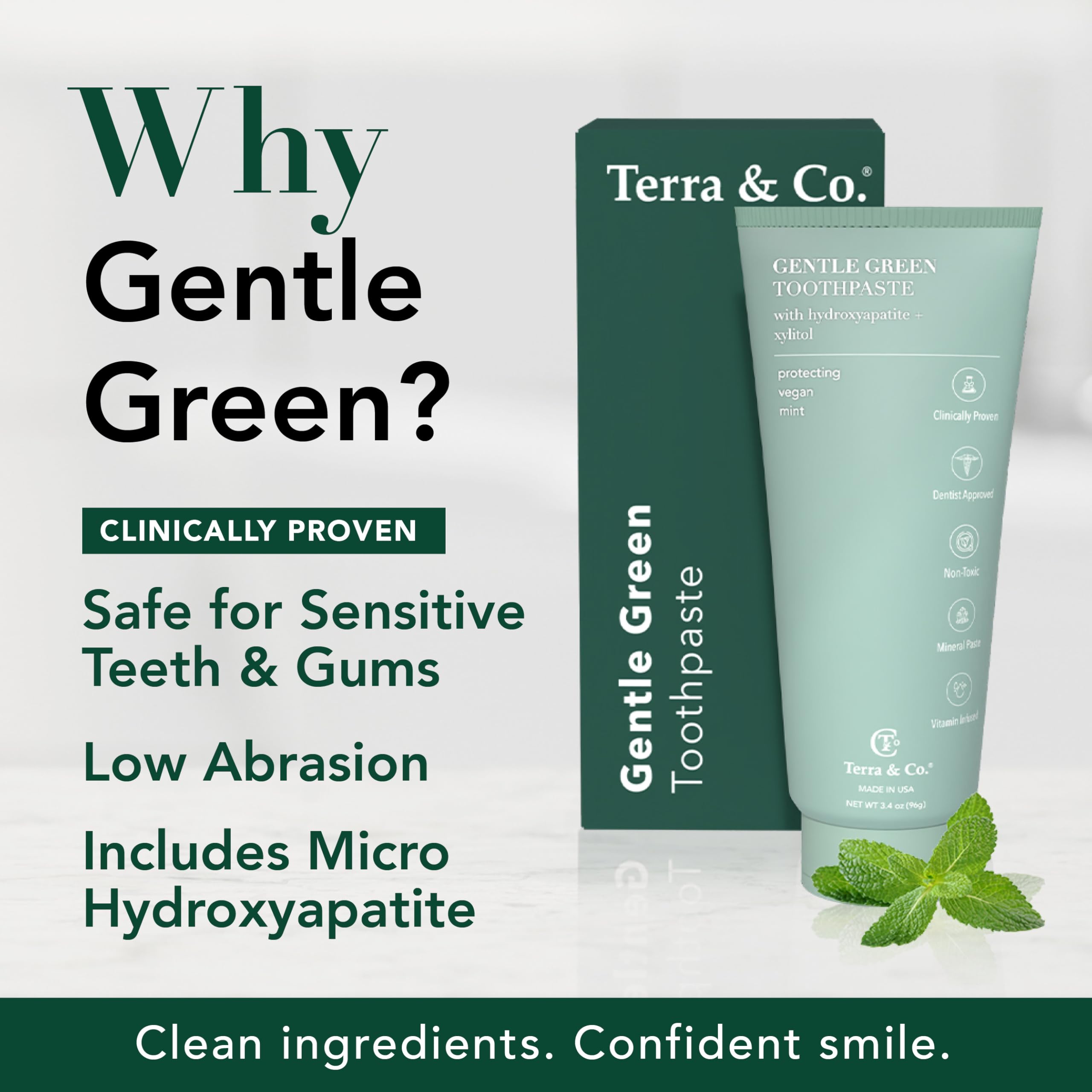 Packaging of Terra & Co Gentle Green toothpaste