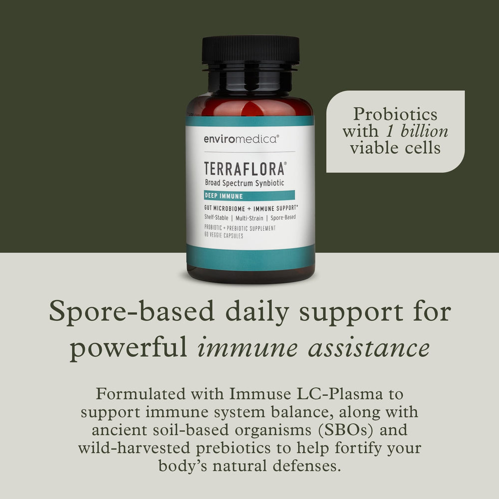 Close-up of Terraflora Deep Immune Synbiotic capsules