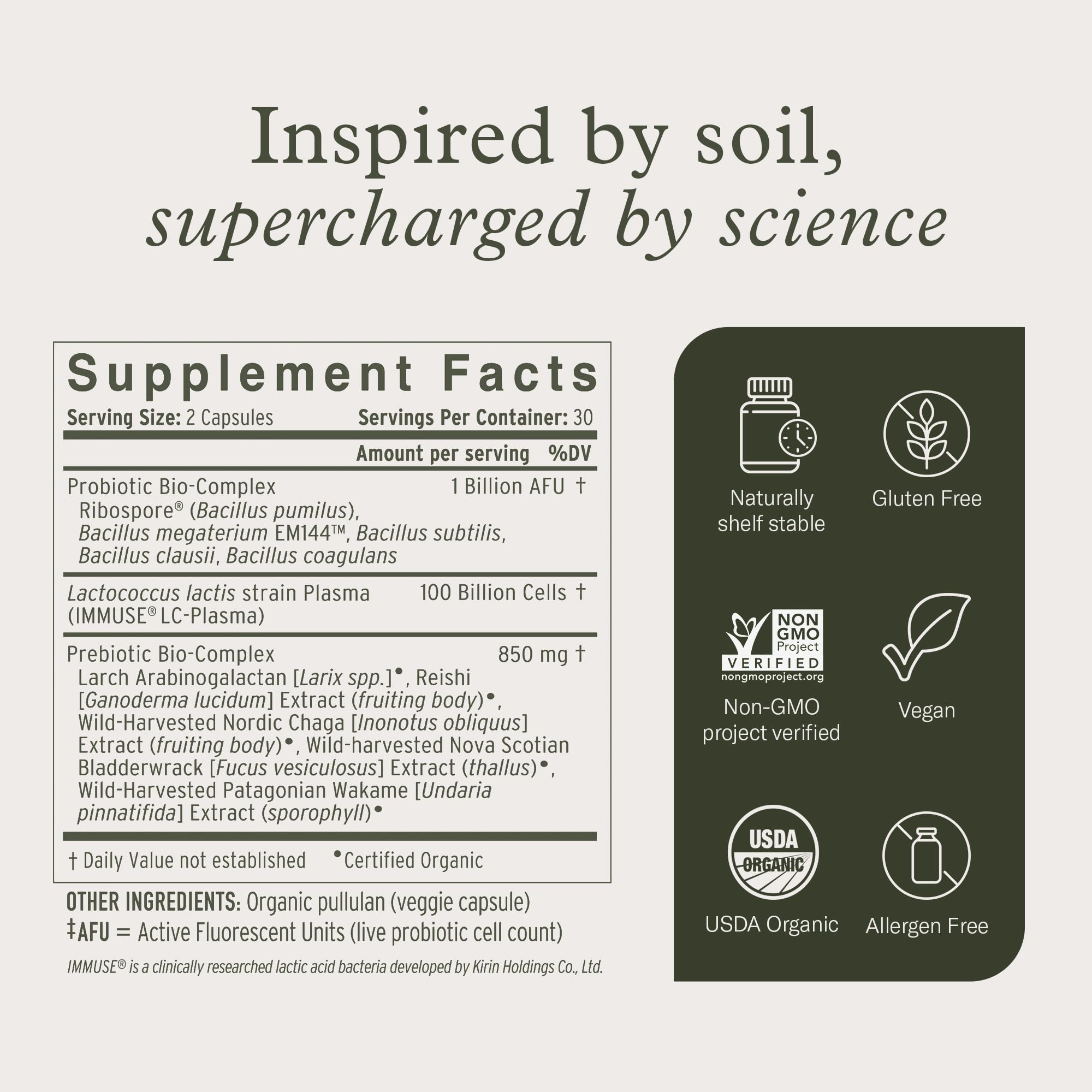 Front label of Terraflora Deep Immune Synbiotic packaging