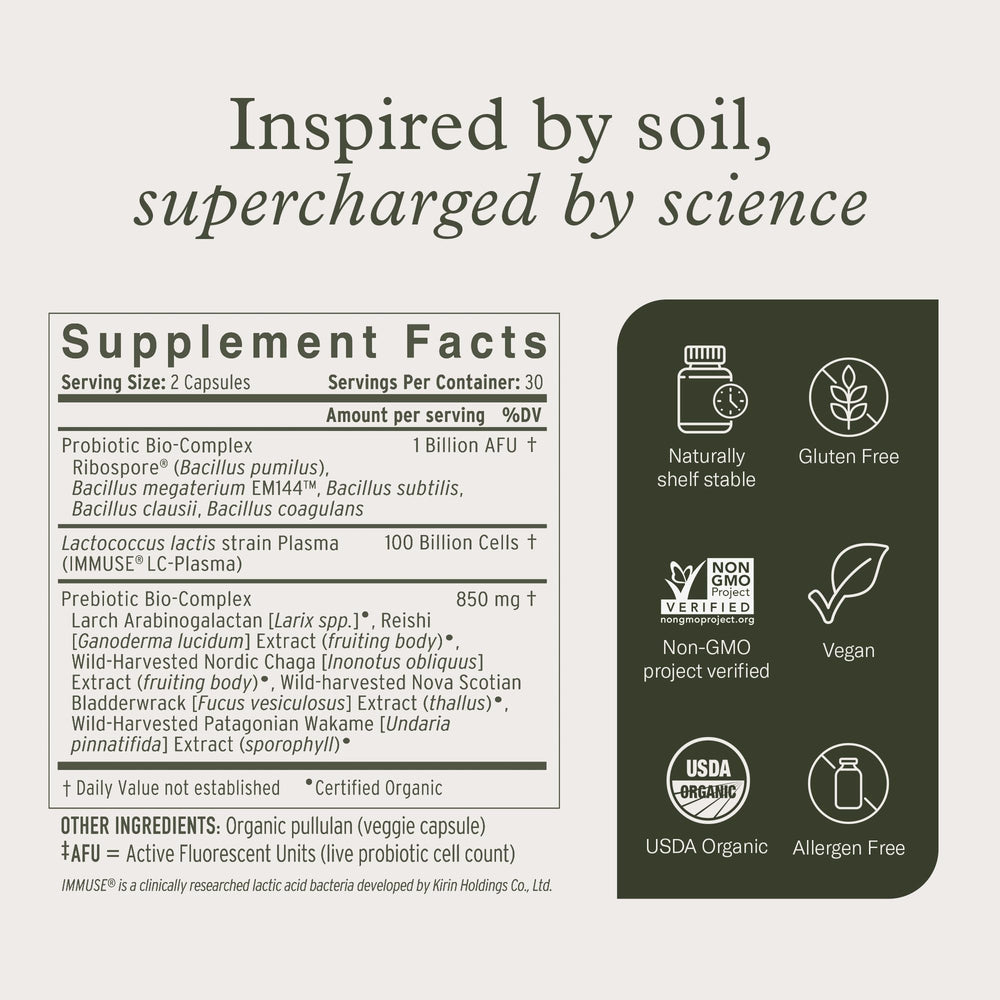 Front label of Terraflora Deep Immune Synbiotic packaging